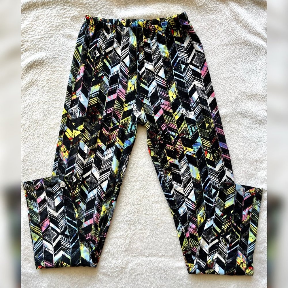 Soft and Stretchy Black/Multi-Colored Leggings
